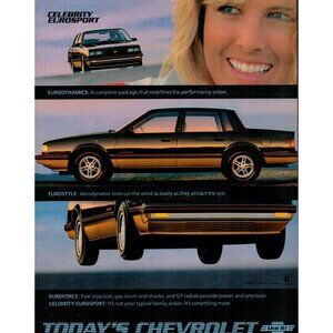 1985 Chevrolet Celebrity Eurosport Sedan Vintage Print Ad (L20)